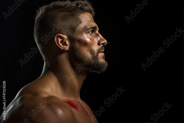 Fototapeta AI generated portrait of a strong mascular brutal sportsman