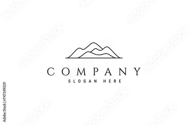 Fototapeta Simple Hill abstract linear outline logo design