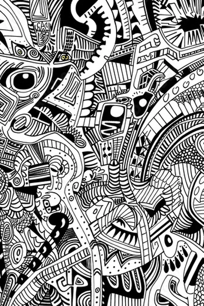 Obraz Abstract Black and White Shapes, coloring page