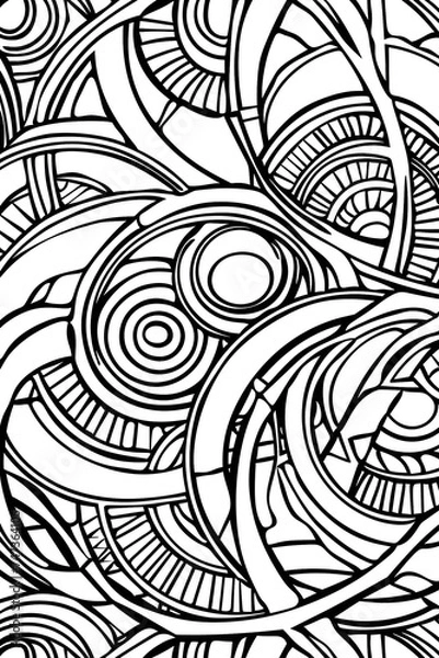 Obraz Abstract Black and White Drawing, coloring page
