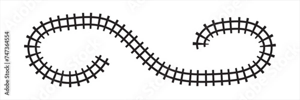 Fototapeta Railroad vector icon. Train sign. Railway symbol.  Railway Track Silhouette. 