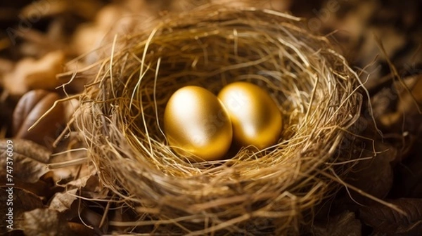 Obraz Gold egg in nest