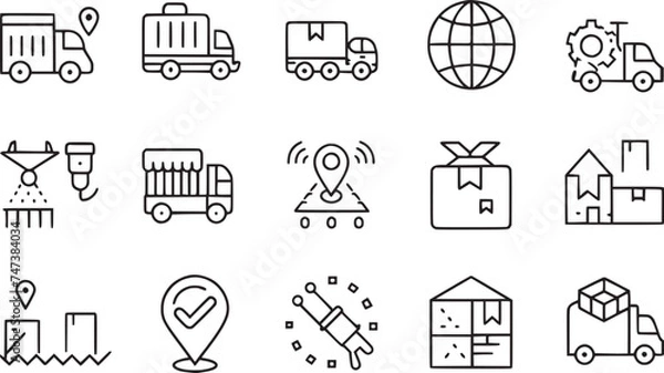 Fototapeta Shipping, Delivery, etc. Editable icon set vector collection.