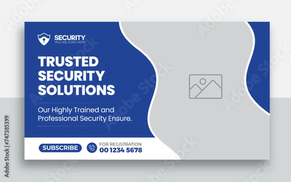 Obraz Security Services youtube thumbnail and web banner template design