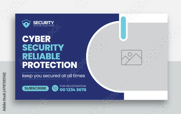 Obraz Security Services youtube thumbnail and web banner template design
