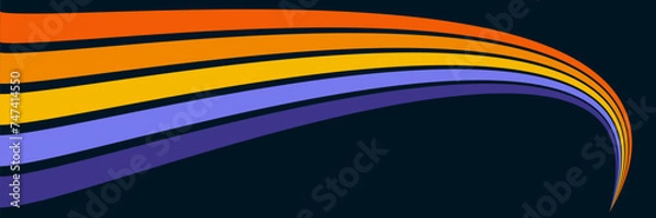 Fototapeta Abstract background of rainbow groovy Wavy Line design in 1970s Hippie Retro style. Vector pattern ready to use for cloth, textile, wrap and other.