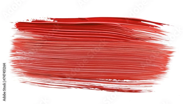 Fototapeta Shiny red brush watercolor painting isolated on transparent background. watercolor png