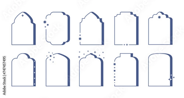 Fototapeta Oriental modern Y2K style arches, frames. Minimalist ramadan kareem and eid mubarak windows, doorway for card, banner, story