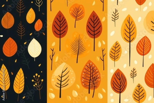 Fototapeta A set of four trees in different colors. Suitable for nature and seasons concepts