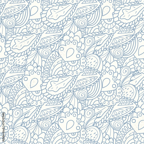 Fototapeta Pastel seamless pattern with hand drawn elements