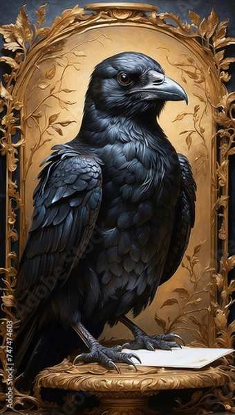 Obraz a crow with a letter generative ai