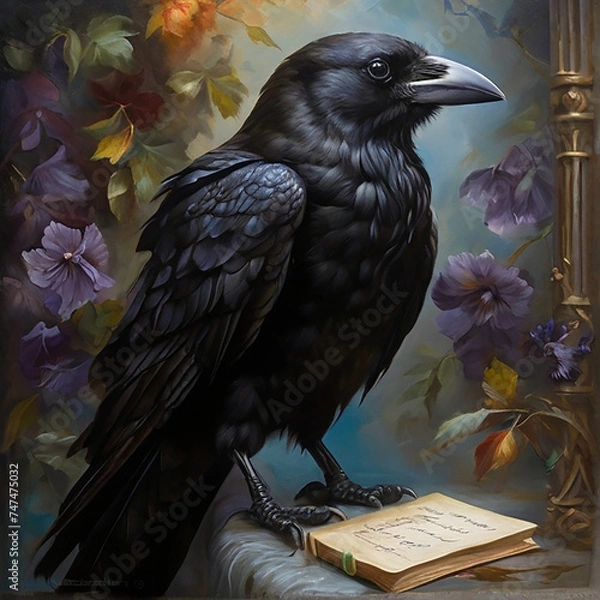 Obraz a crow with a letter generative ai