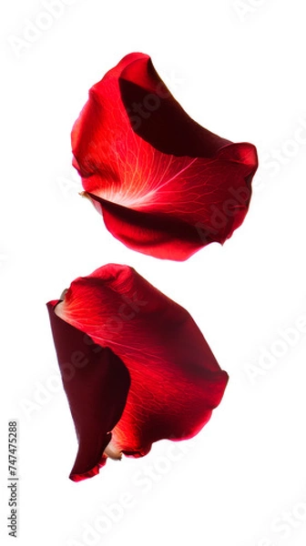 Fototapeta Two Red Rose Petals on White Background