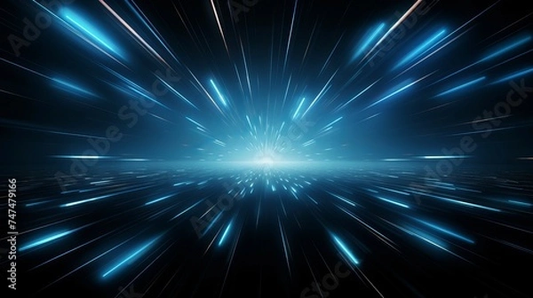 Fototapeta Abstract background of long explosure tale light on black ,Technology backgroud