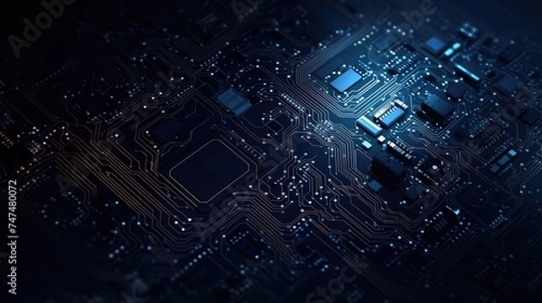 Fototapeta Motherboard digital chip. Technology science background. Circuit board. Central Computer Processors CPU concept. . Technology background.