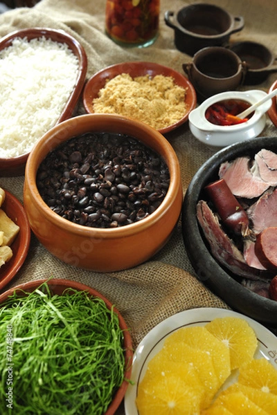 Fototapeta feijoada, black beans and meat stew, Brazilian cuisine