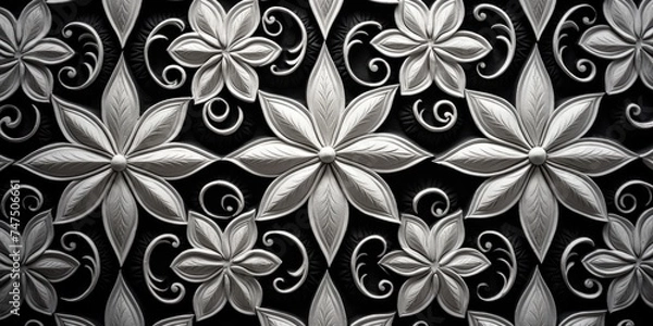 Fototapeta A black and white photo featuring a decorative pattern. Ideal for graphic design projects