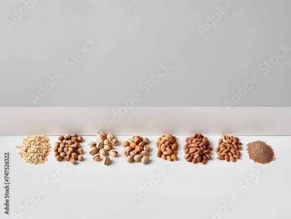 Fototapeta  Different types of nuts on the table.