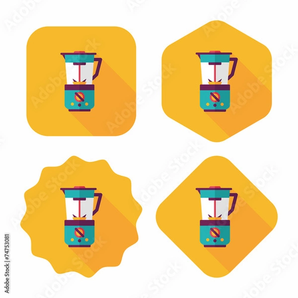 Fototapeta kitchenware electric juicer flat icon with long shadow,eps10