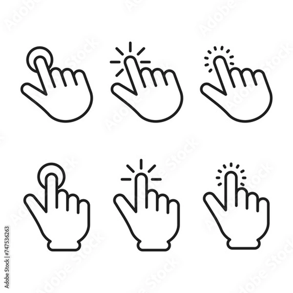 Obraz Touch or click simple line symbol, vector icon for user interface