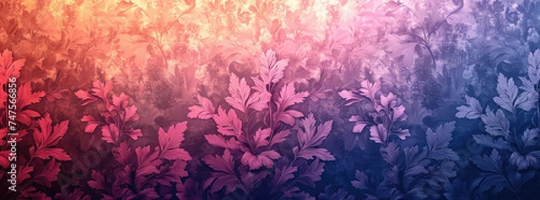 Fototapeta High Quality Purple Toile Floral Background Pattern. Generative AI