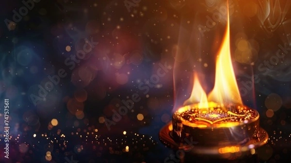 Fototapeta Gas flame for cooking or blowing, easy to control the fire Generative AI