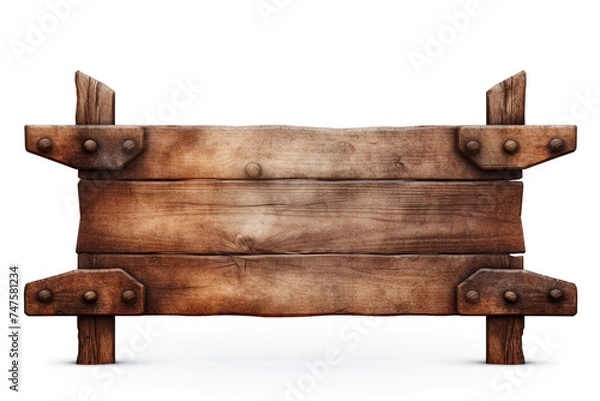 Fototapeta wooden signpost on white background сreated with Generative Ai