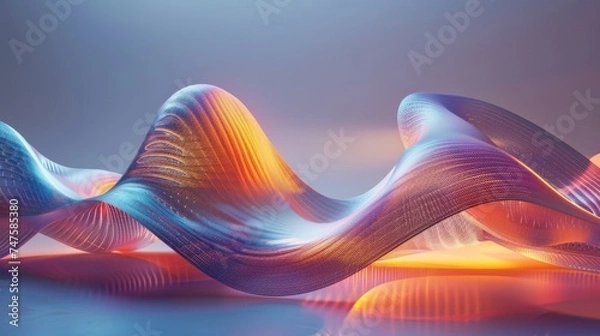 Fototapeta Flowing canvas of vibrant color waves suggesting movement and light