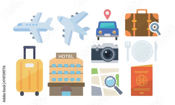 Fototapeta 旅行に関連したアイコン