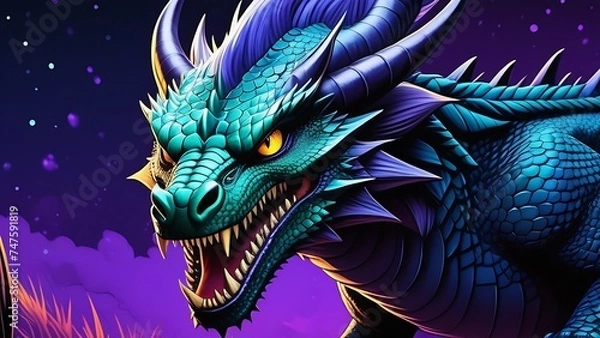 Obraz 2024 Chinese New Year, year of the Dragon. Chinese zodiac dragon in modern colorful style acrylic art