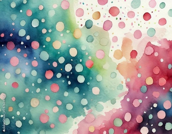 Obraz カラフルな水彩の水玉模様