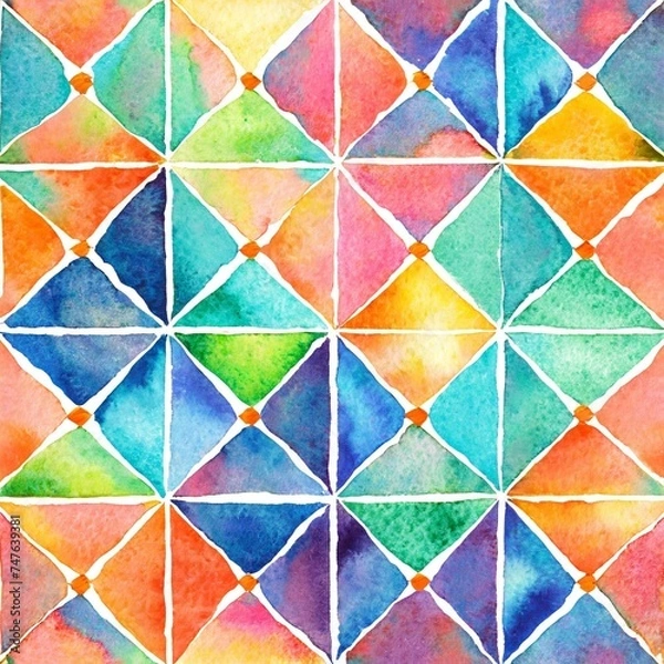 Fototapeta 水彩の幾何学模様