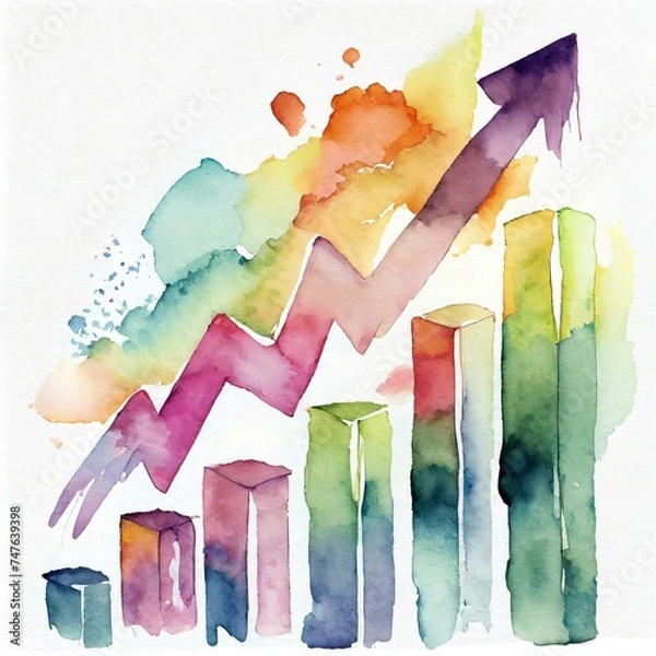 Obraz 経済が好景気であることを水彩風に描いた