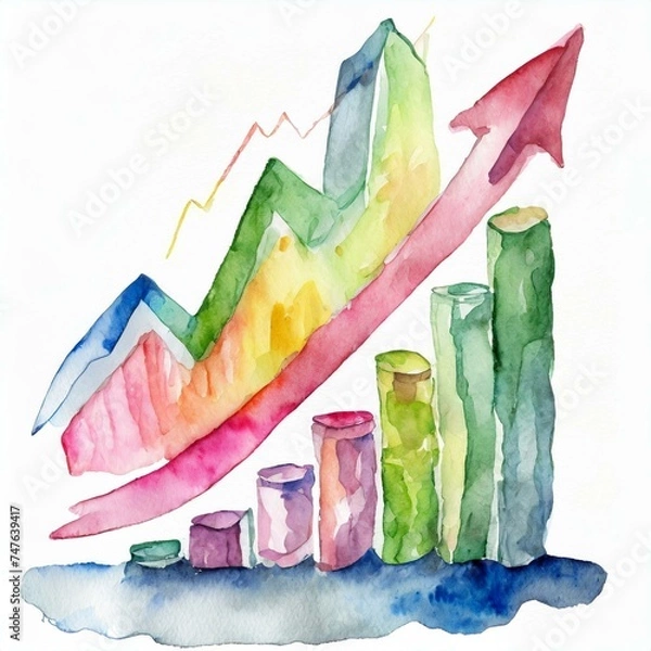 Obraz 経済が好景気であることを水彩風に描いた