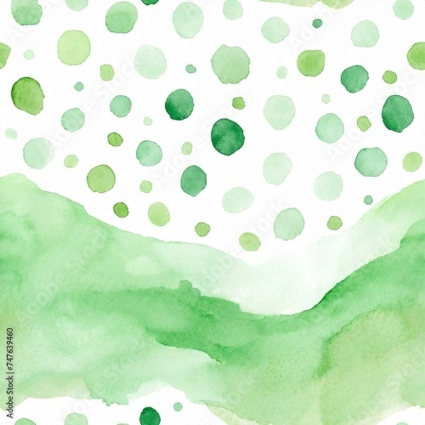 Obraz 緑の水玉水彩背景