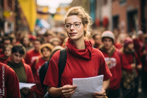 Obraz Activists organizing a fundraising event to support refugees and asylum seekers, providing essential resources and assistance to those fleeing conflict and persecution.