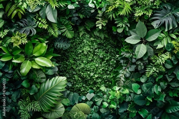 Fototapeta Isolated scene of a lush and vibrant foliage background. A mesmerizing display of nature's greenery.