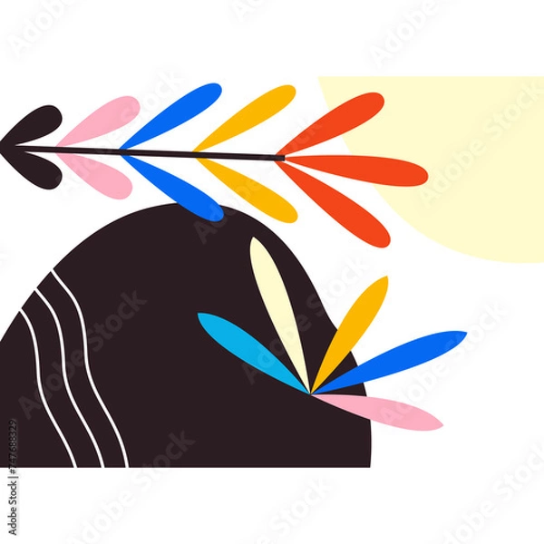 Fototapeta trendy fun shape with floral