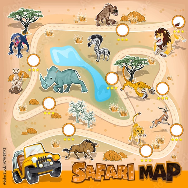 Obraz Afryka Wildlife Mapa Safari
