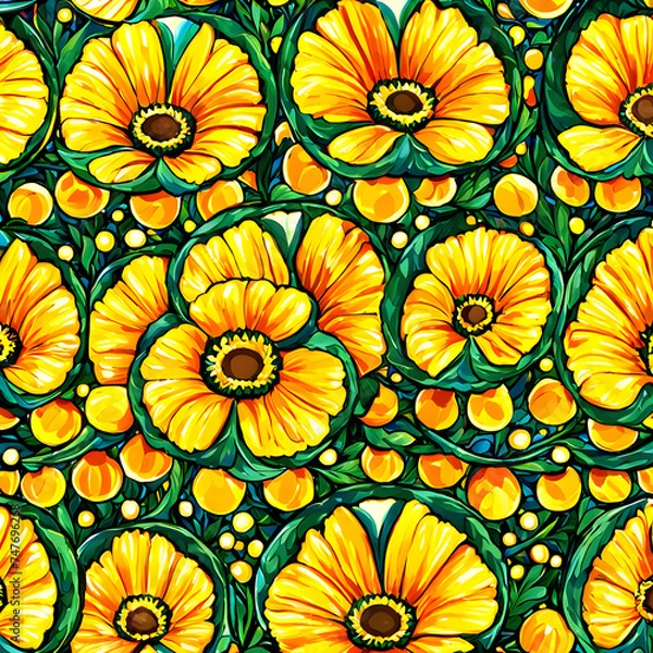 Fototapeta Yellow Flowers Background