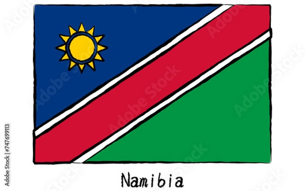Obraz Analog hand-drawn world flag, Namibia