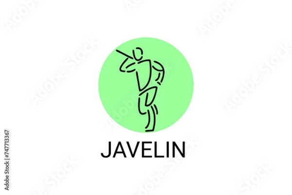 Fototapeta Javelin throw sport vector line icon. Javelin throw stance. sport pictogram, vector illustration.