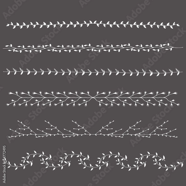 Obraz Hand-drawn silhouettes borders branches graphic design elements