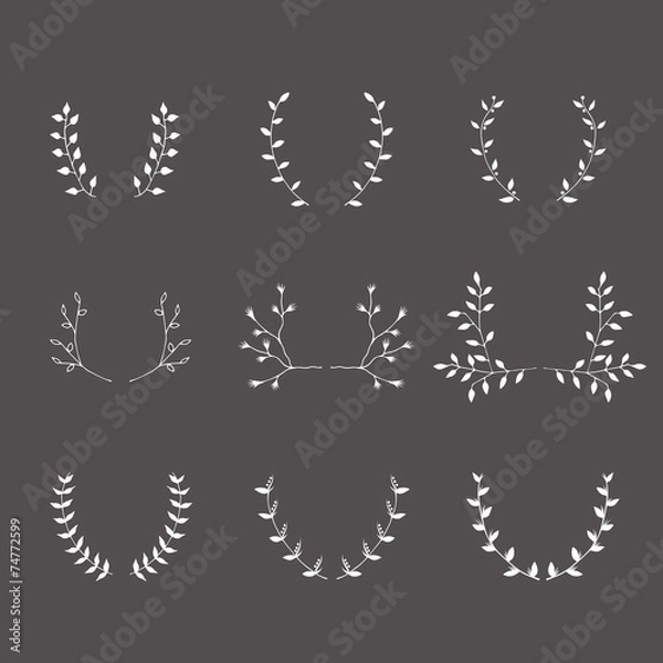 Obraz Hand-drawn silhouettes brackets branches graphic design elements