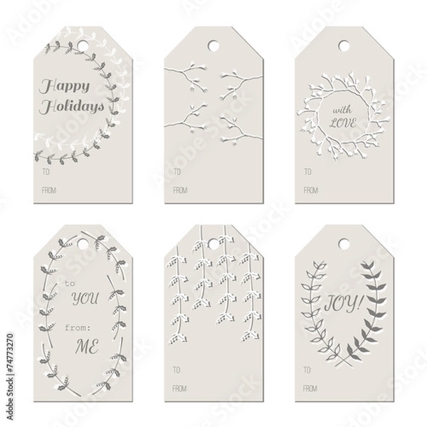 Obraz Hand-drawn branches tags set