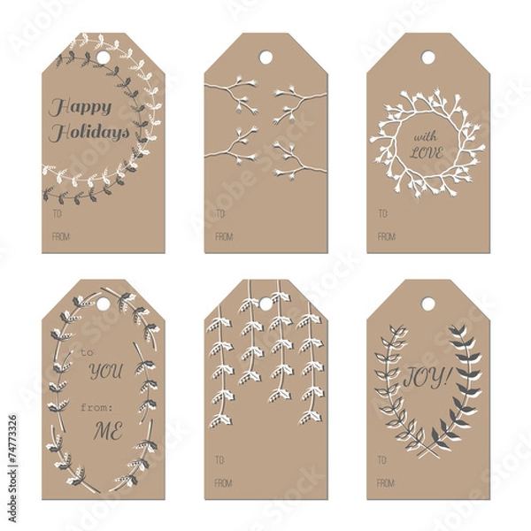 Obraz Hand-drawn branches tags set