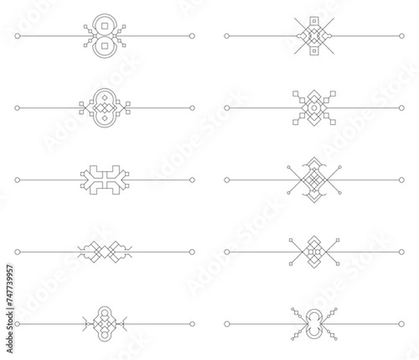 Fototapeta Divider decorative line art set vector	