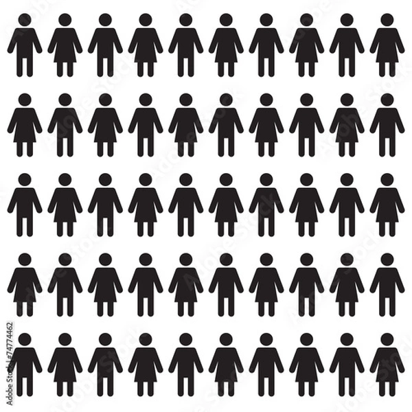 Fototapeta Man and woman figures, background template
