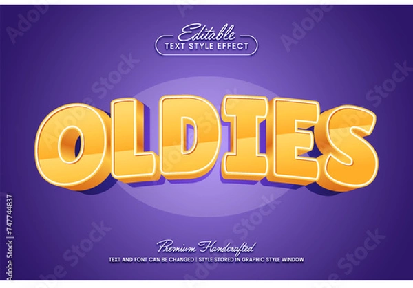 Obraz Oldies retro editable vector text effect graphic style template