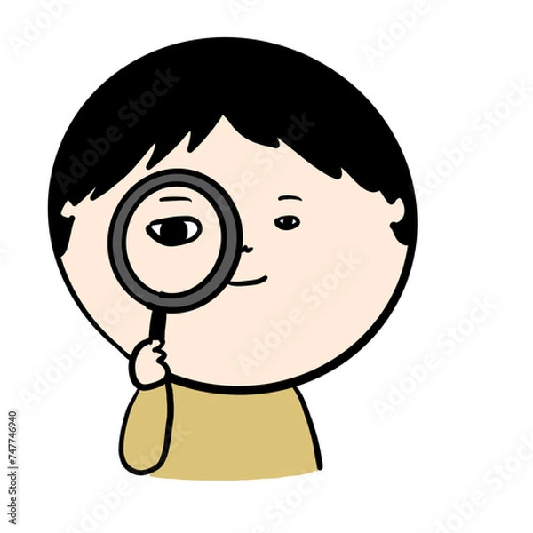 Obraz 虫めがねで観察する人